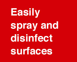Easily spray and disinfect surfaces